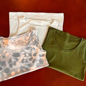 J Jill Women's Small Pima Cotton Tanks Bundle of 3 Blue Green Tops Outdoor Sun
